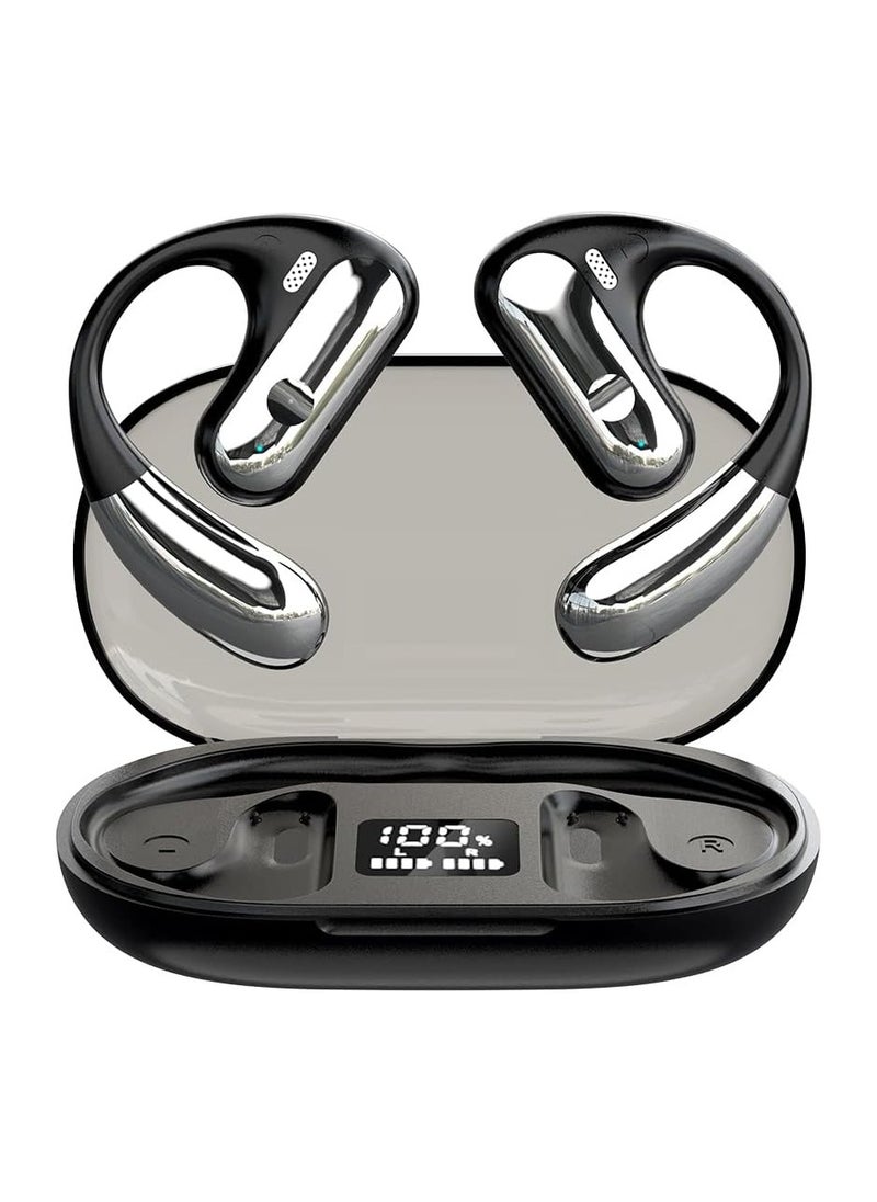 Generic - Open Ear Wireless Bluetooth Headphones with Earhooks, 40 Hours Playtime, Digital Display Charging Case, Ideal for Driving and Walking, Compatible with iPhone and Android. - Image 1