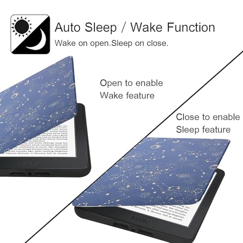 MOCA Case for Kindle Paperwhite 12th Gen 7" (2024) & Kindle Colorsoft 7" (2025), Slim PU Leather Cover with Auto Wake/Sleep, Magnetic Closure, Lightweight (Blue Constalltion) - Image 3