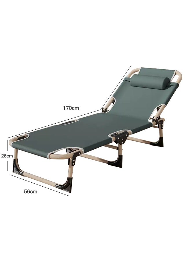 شاربدو سرير تخييم قابل للطي، سرير تخييم قابل للطي، سرير تخييم مع مرتبة، سرير نوم قابل لتعديل الارتفاع، مناسب للسفر والمكتب، سرير تخييم محمول، أخضر، 170 × 56 × 26 سم - Image 3