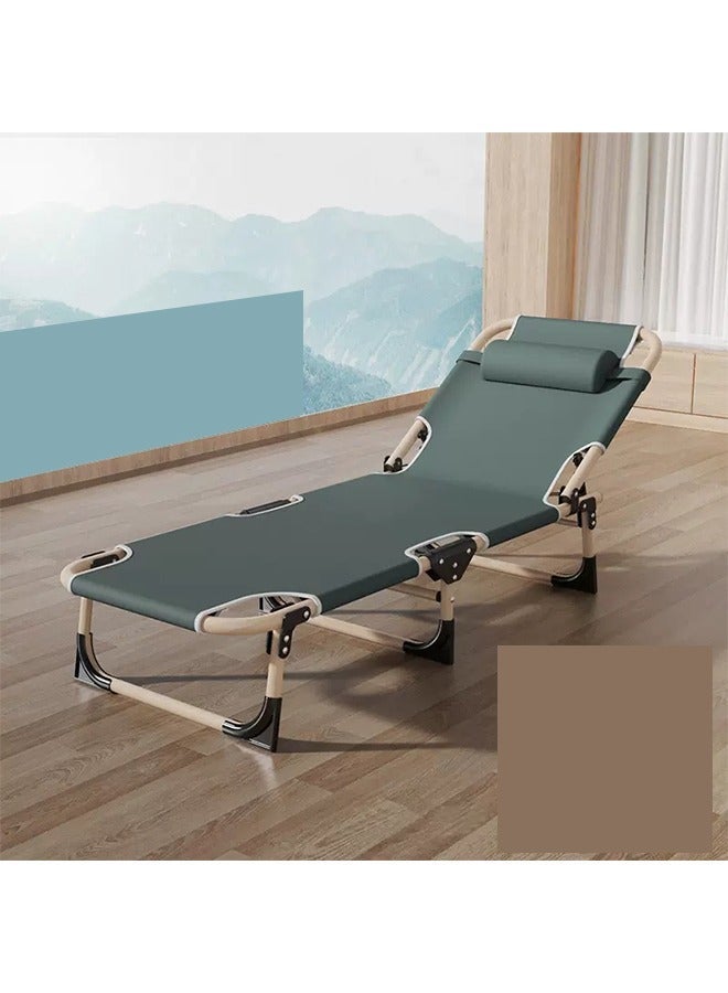 شاربدو سرير تخييم قابل للطي، سرير تخييم قابل للطي، سرير تخييم مع مرتبة، سرير نوم قابل لتعديل الارتفاع، مناسب للسفر والمكتب، سرير تخييم محمول، أخضر، 170 × 56 × 26 سم - Image 2