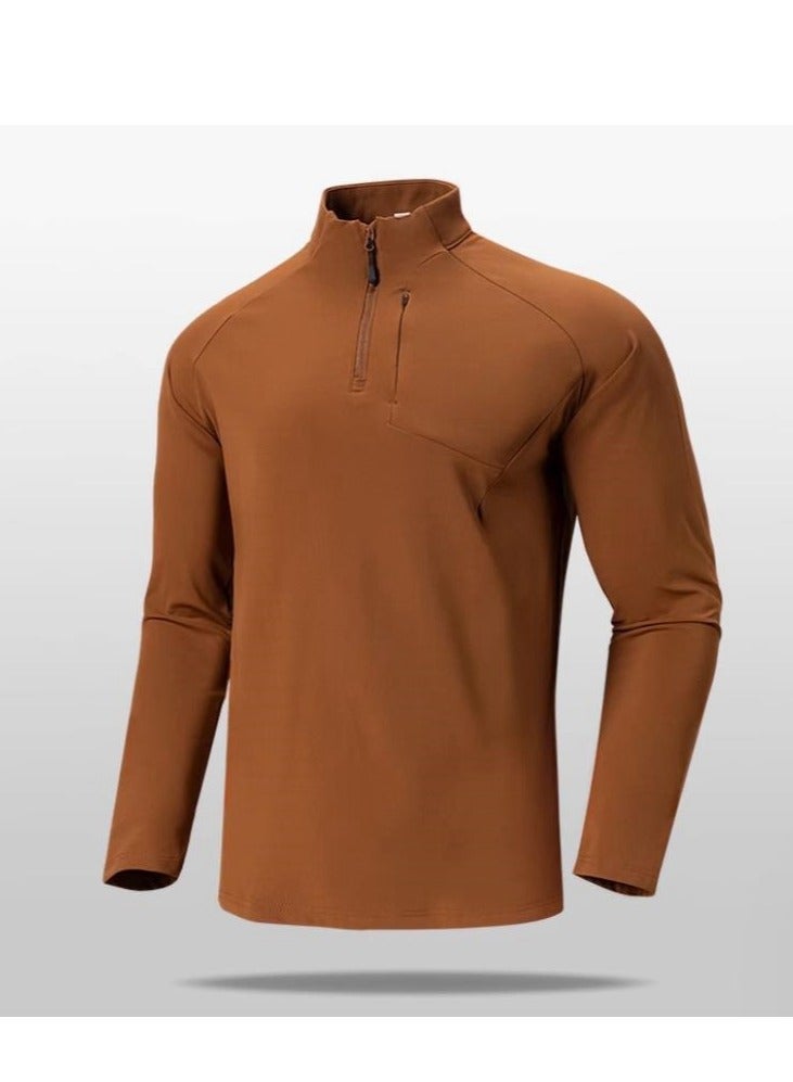 Men's Half Zipper Comfortable Long Sleeve Bottom Shirt Interior - Image 1