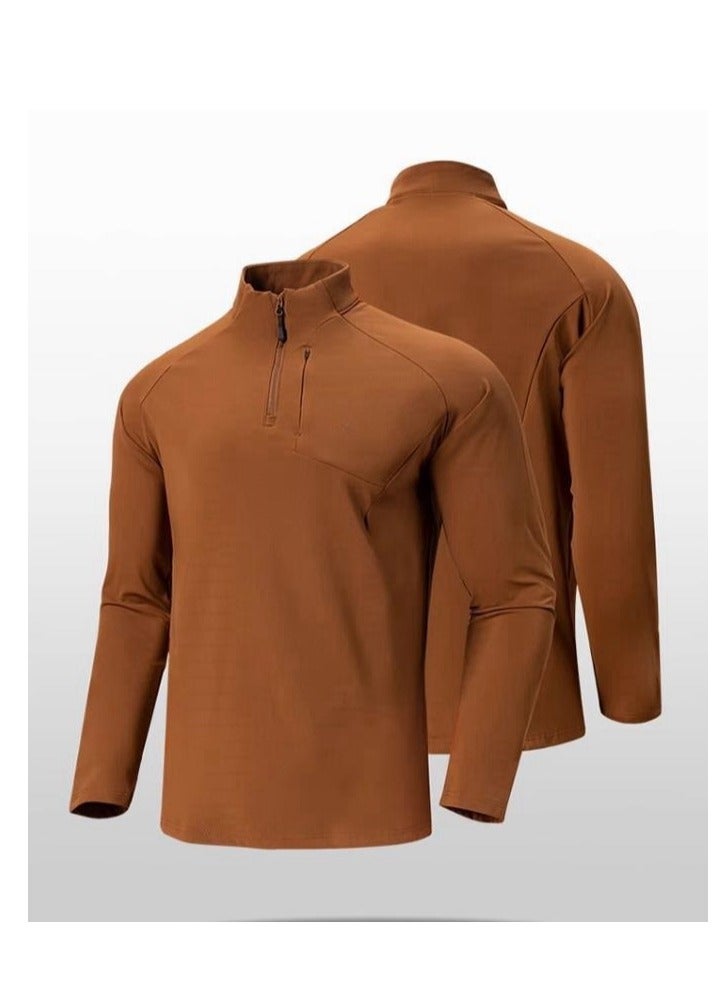 Men's Half Zipper Comfortable Long Sleeve Bottom Shirt Interior - Image 2