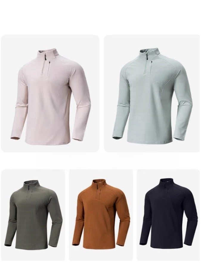 Men's Half Zipper Comfortable Long Sleeve Bottom Shirt Interior - Image 3