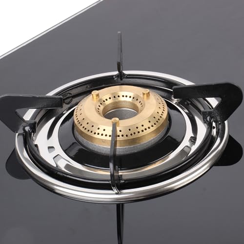 Khaitan RockStrong 2 Burner RECT SS Black Toughened Glass | LPG Cooktop I Manual Ignition Stove | Ergonomic Knob | with 1 Year Warranty |LP Gas Stove | ISI Approved (Black) (2 Burner) - Image 2