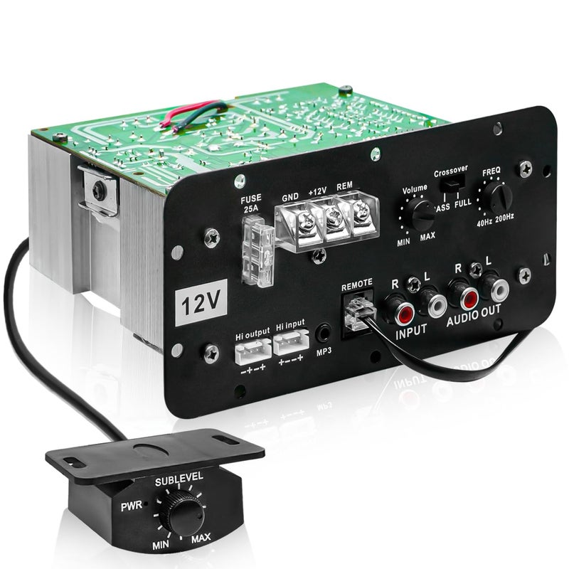FABTEC 12V Dual Channel 120W Multi Channel Car Amplifier Stereo Mono Amp Audio, Bass Sub Woofer Kit, Monoblock, Class AB, Mosfet Power Supply with Volume Control Remote - Image 1