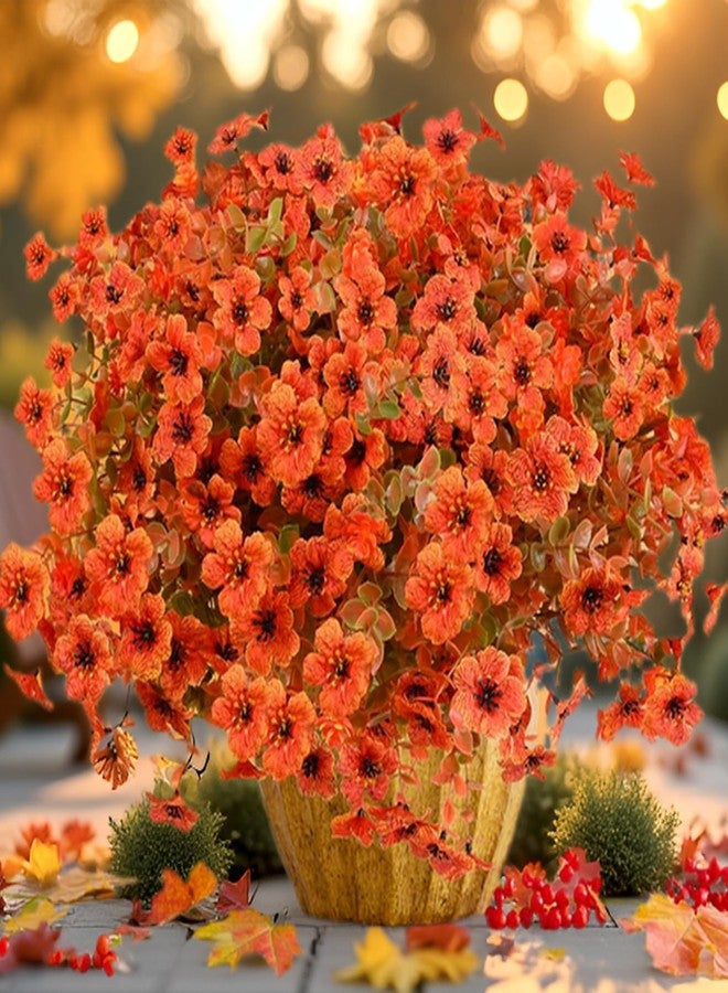 trytuny Artificial Flowers for Outdoor,14PCS Fall Decor Orange Autumn Realistic Faux Plants UV Resistant Fake Fake Plastic Flowers for Outside Indoor Porch Patio Window Box Planter Home - Image 2