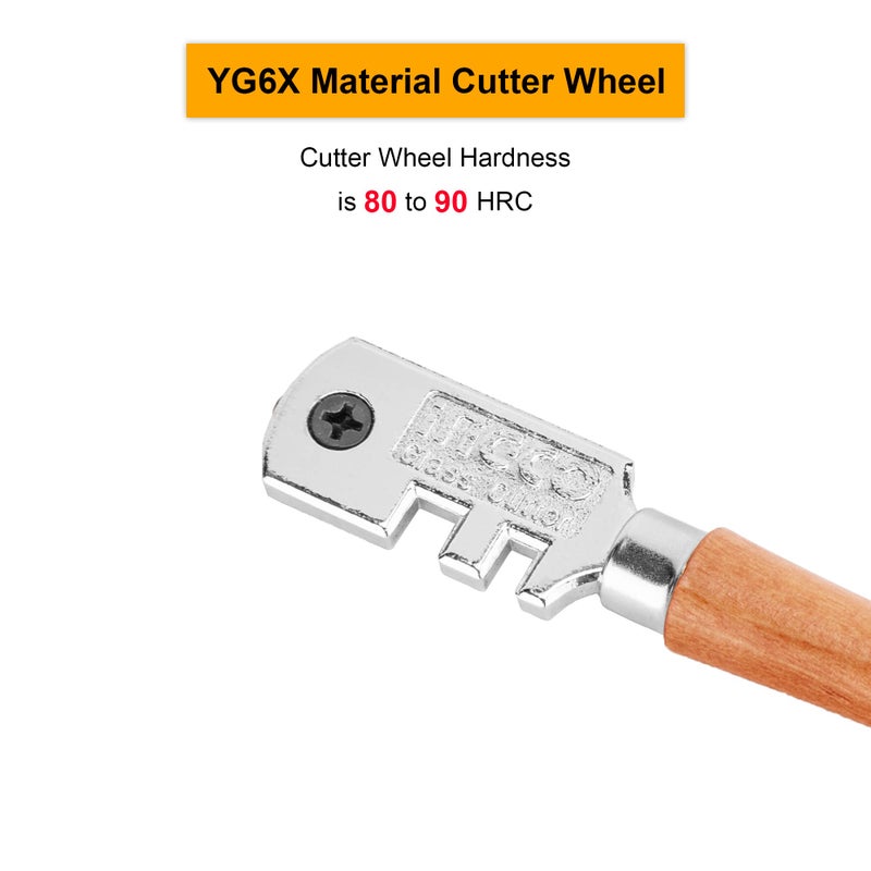 Ingco Glass Cutter, Wooden Handle Glass Cutter with 6pcs Wheels Blade, Professional Cutter - Pencil Shape & Design - Image 2