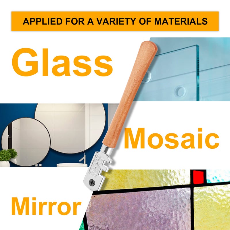 Ingco Glass Cutter, Wooden Handle Glass Cutter with 6pcs Wheels Blade, Professional Cutter - Pencil Shape & Design - Image 5