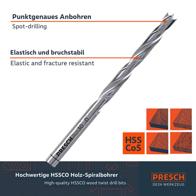 PRESCH Wood Drill Bit Set - 8 Pieces - 3-10mm - Image 2