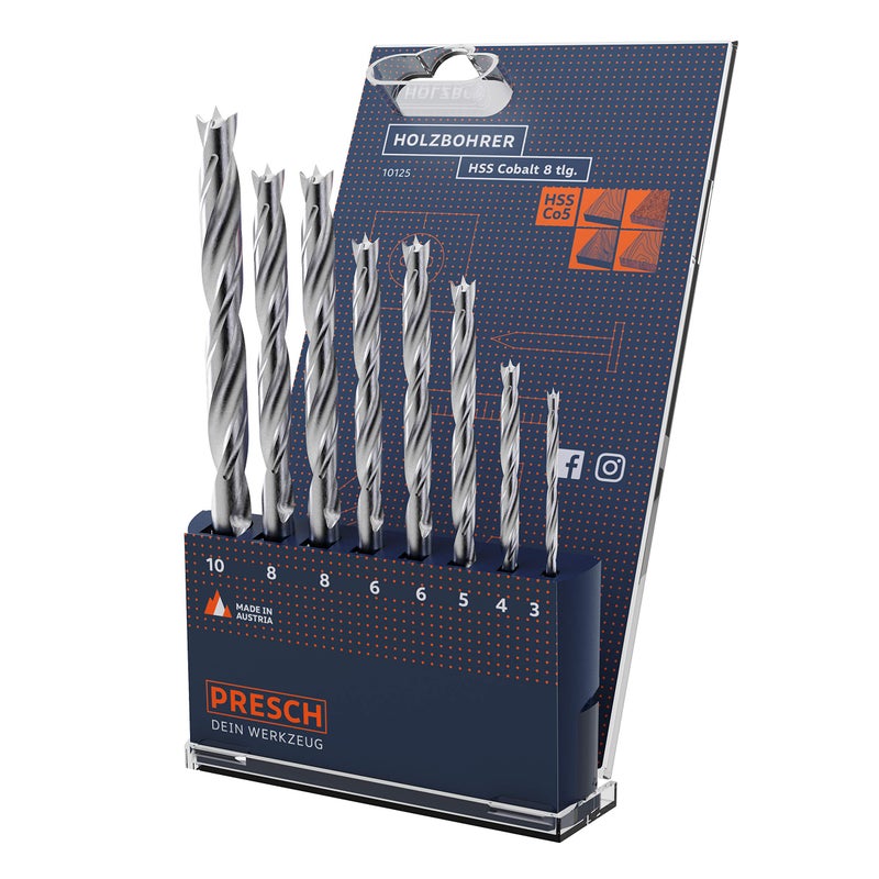 PRESCH Wood Drill Bit Set - 8 Pieces - 3-10mm - Image 1