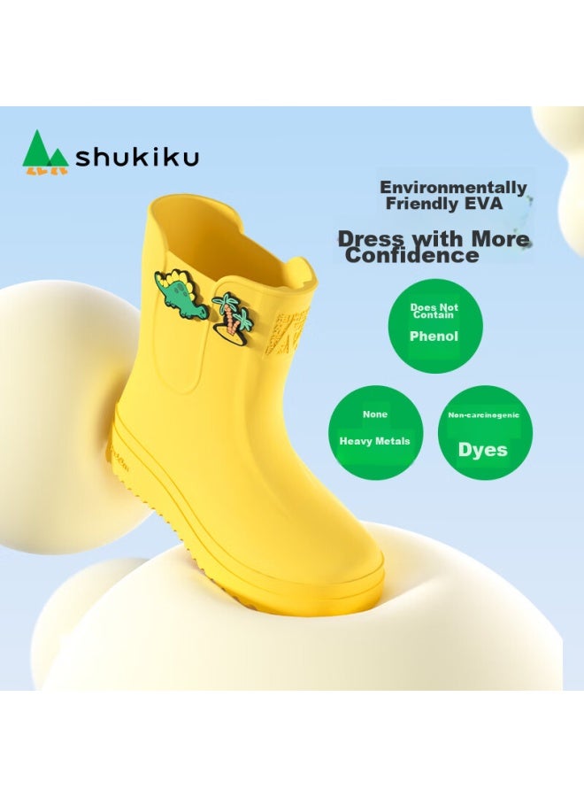 Shukiku Children's Rain Boots, Lightweight, Non-slip, For Boys And Girls, Kindergarten And Elementary School Students, Rain Protection Shoes, Milk Pink, Size 28/190 - Image 5