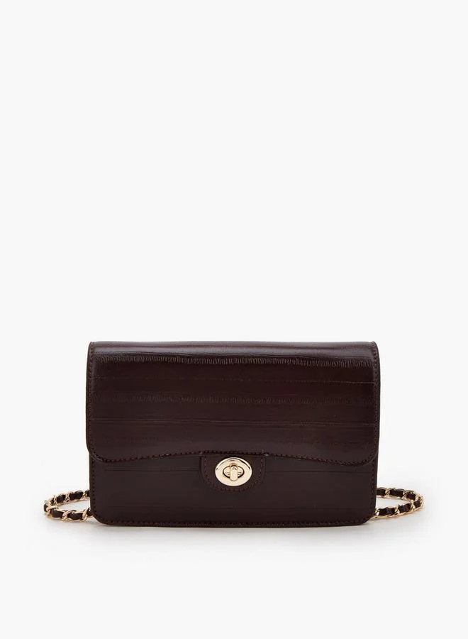 Flora Bella By Shoexpress Textured Crossbody Bag With Chain Strap