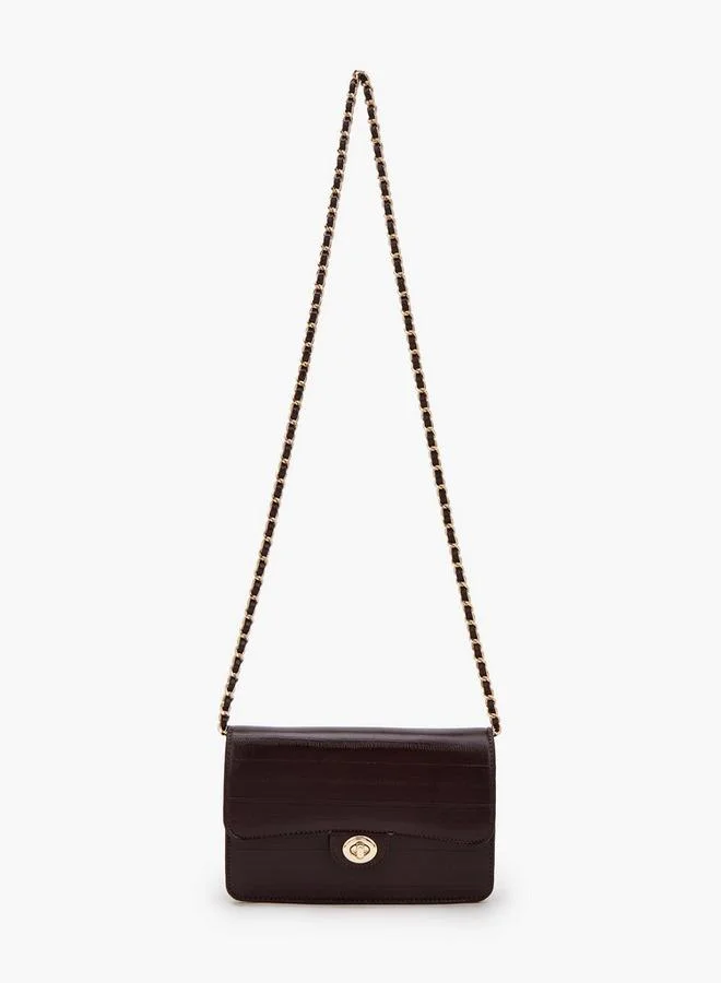 Flora Bella By Shoexpress Textured Crossbody Bag With Chain Strap