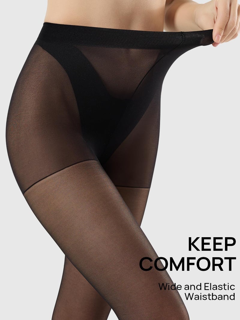 MANZI Pantyhose for Women Nylon Sheer Tights 6 Pairs 20Den Black Medium - Image 4