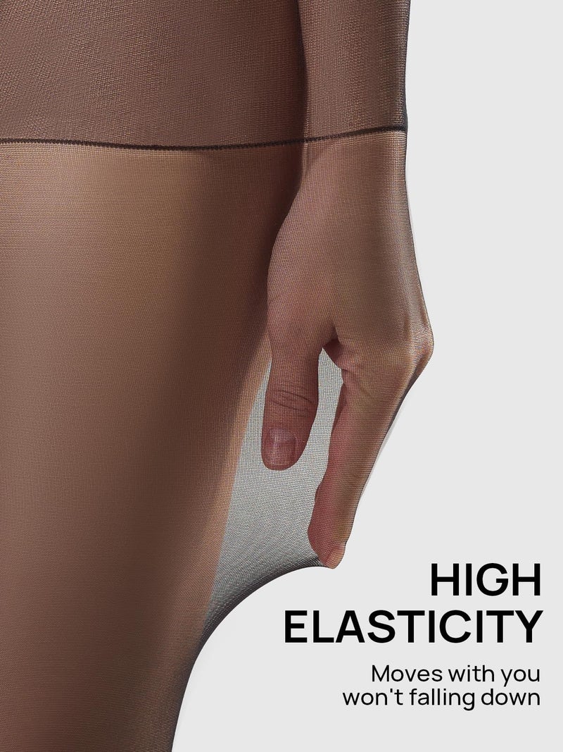 MANZI Pantyhose for Women Nylon Sheer Tights 6 Pairs 20Den Black Medium - Image 5