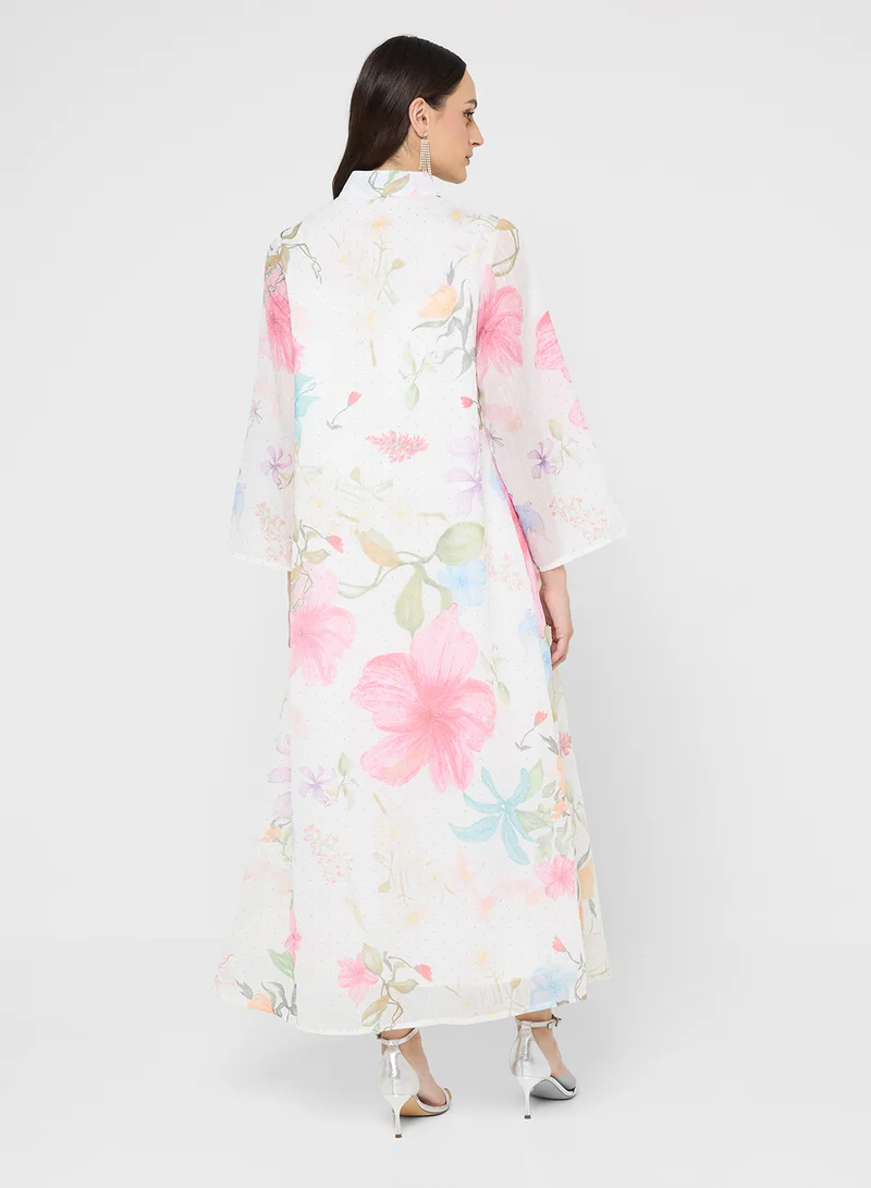 Khizana Floral Print Jalabiya