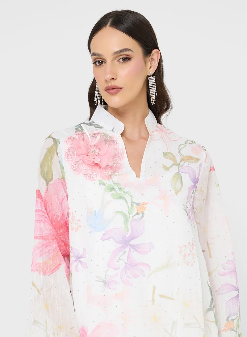 Khizana Floral Print Jalabiya