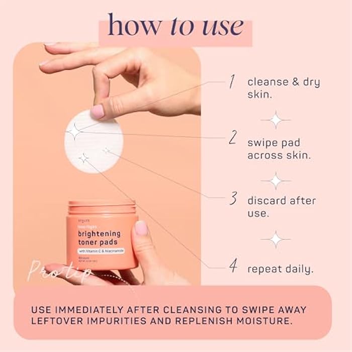 SpaLife Love & Light Radiating Toner Pads – for Uneven Skin Tone, Dark Spots & Discoloration, Clogged Pores, Dullness with Vitamin C, Niacinamide – Toner Pad for Face, Pre-Soaked Pads - Image 4