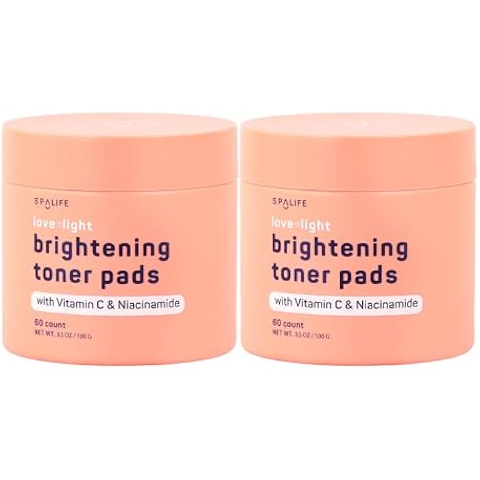 SpaLife Love & Light Radiating Toner Pads – for Uneven Skin Tone, Dark Spots & Discoloration, Clogged Pores, Dullness with Vitamin C, Niacinamide – Toner Pad for Face, Pre-Soaked Pads - Image 1
