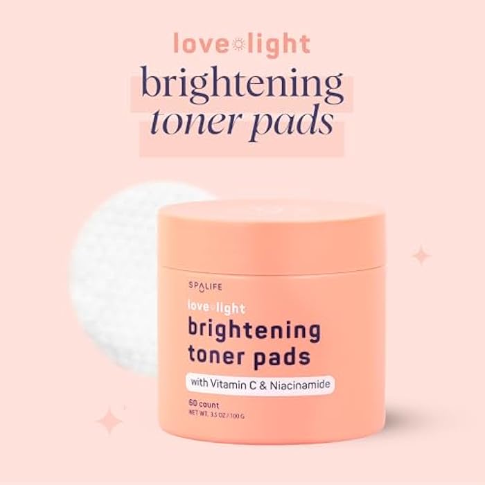 SpaLife Love & Light Radiating Toner Pads – for Uneven Skin Tone, Dark Spots & Discoloration, Clogged Pores, Dullness with Vitamin C, Niacinamide – Toner Pad for Face, Pre-Soaked Pads - Image 2