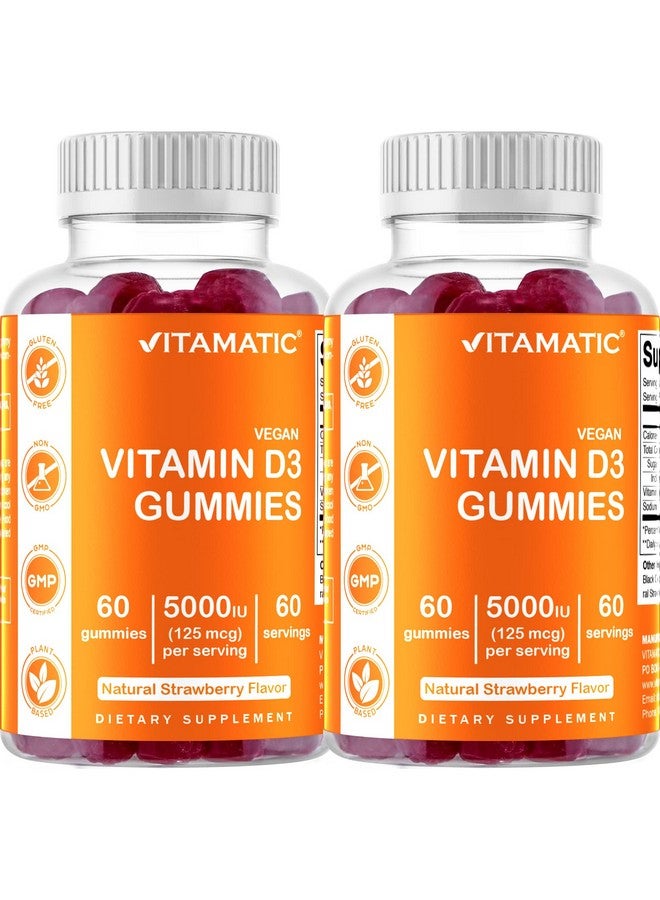 Vitamatic Tamatic Vitamin D3 Gummies 5000 Iu Per Gummy 60 Vegan Gummies Great Taste Healthy Bones Teeth Mood Joint & Immune System Function (Total 120 Count) - Image 1