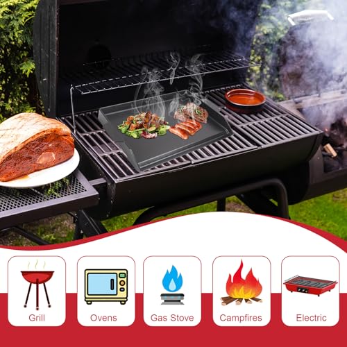 GLOWYE Nonstick Cast Iron Griddle for Gas Grill, 23" x 16" Universal Cooking Coating Flat Top Plate for Gas Stove Top 4 Burner Oven/Stove Top, Electric Grill - Image 2