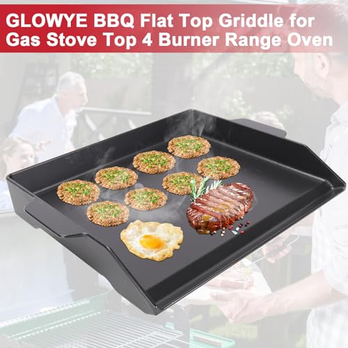GLOWYE Nonstick Cast Iron Griddle for Gas Grill, 23" x 16" Universal Cooking Coating Flat Top Plate for Gas Stove Top 4 Burner Oven/Stove Top, Electric Grill - Image 5