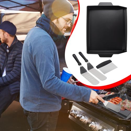 GLOWYE Nonstick Cast Iron Griddle for Gas Grill, 23" x 16" Universal Cooking Coating Flat Top Plate for Gas Stove Top 4 Burner Oven/Stove Top, Electric Grill - Image 4
