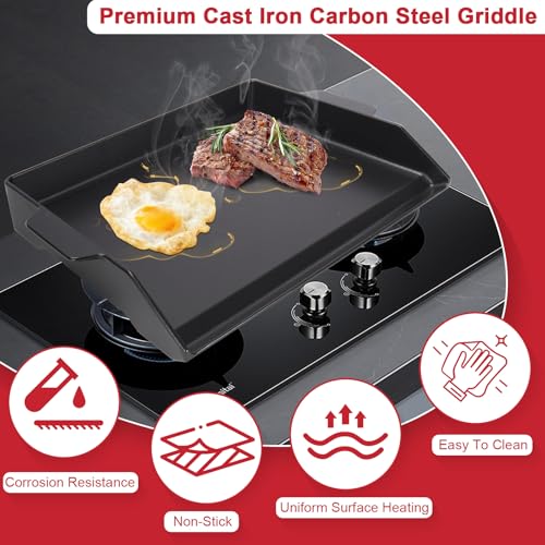 GLOWYE Nonstick Cast Iron Griddle for Gas Grill, 23" x 16" Universal Cooking Coating Flat Top Plate for Gas Stove Top 4 Burner Oven/Stove Top, Electric Grill - Image 3