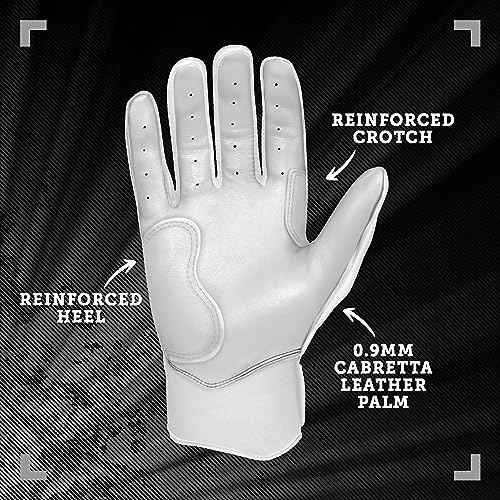 BRUCE BOLT Chrome Series Short Cuff White Batting Glove - White XXLarge - Image 3