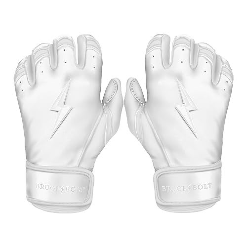 BRUCE BOLT Chrome Series Short Cuff White Batting Glove - White XXLarge - Image 1