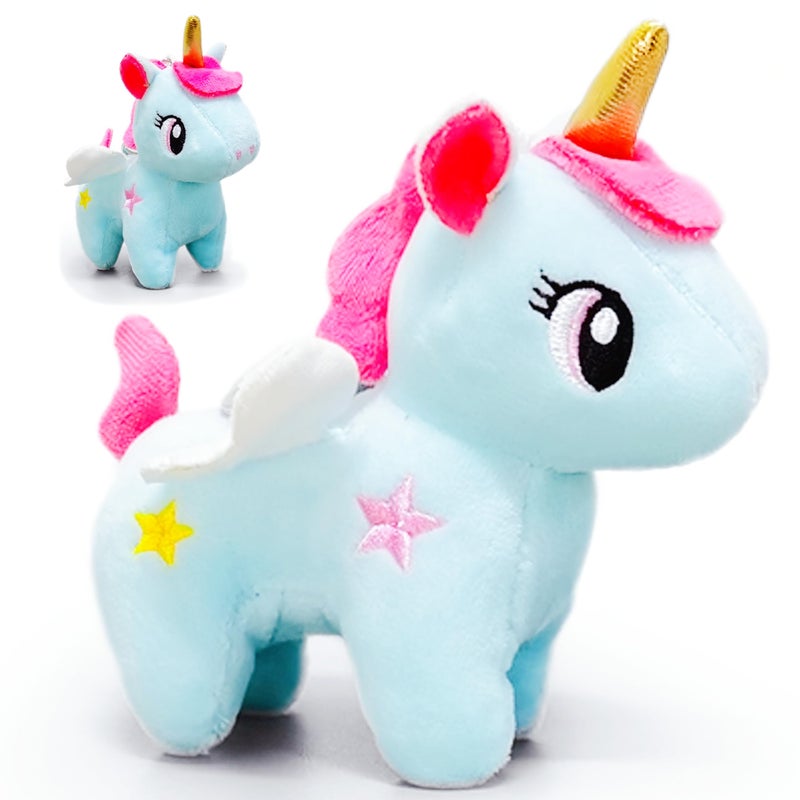 JIAHO Stuffed Unicorn Plush Toy Kawaii Unicorns Plushies for Girls Boys Fun Unicorn Stuffed Animal Classroom Prizes and Party Favors for Kids Toddlers Adorable Mini Blue Horse Animals Plush Toys - Image 2