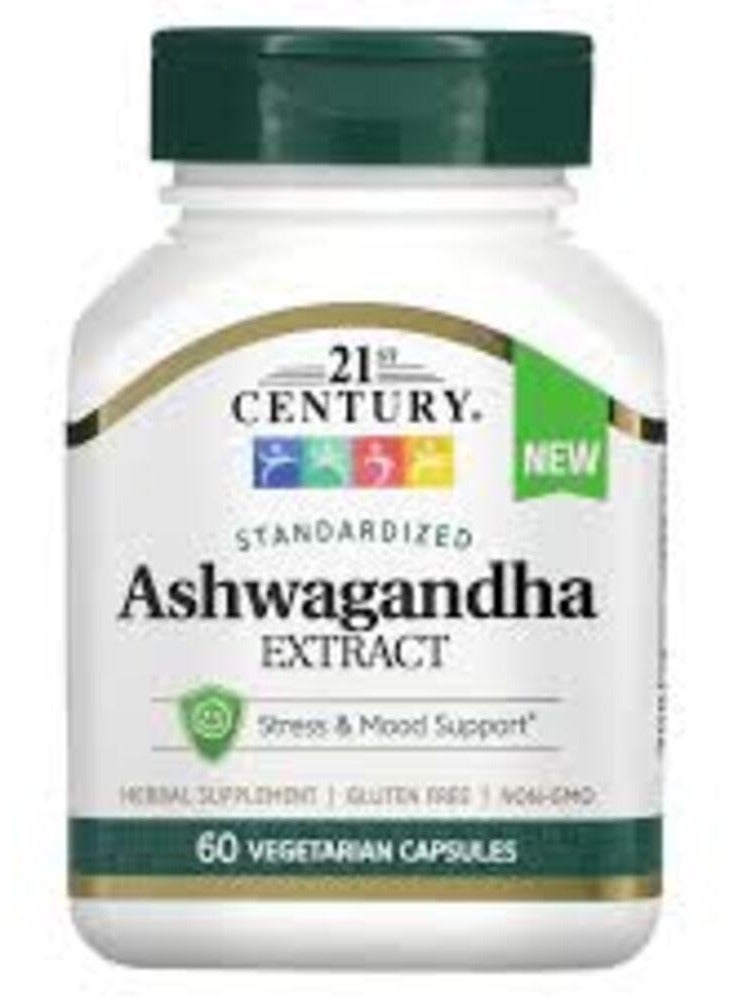 21st Century مستخلص الأشواغاندا القياسي 60 كبسولة نباتية