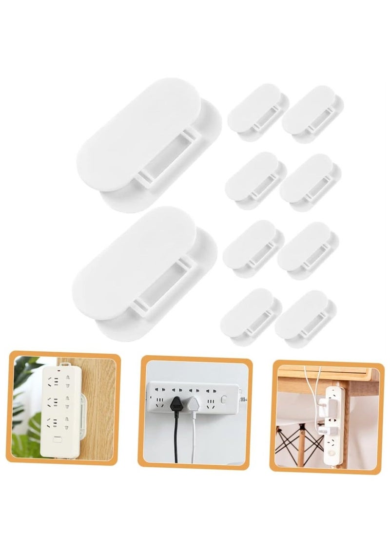 Wall Mount Cable Holder 10 Pack Socket Fixed Sticker Wall Bracket Self-Adhesive Power Strip Holder Power Strip Holder Fixator Adhesive Power Strip Mount Power Strip Fixing Tool - Image 1