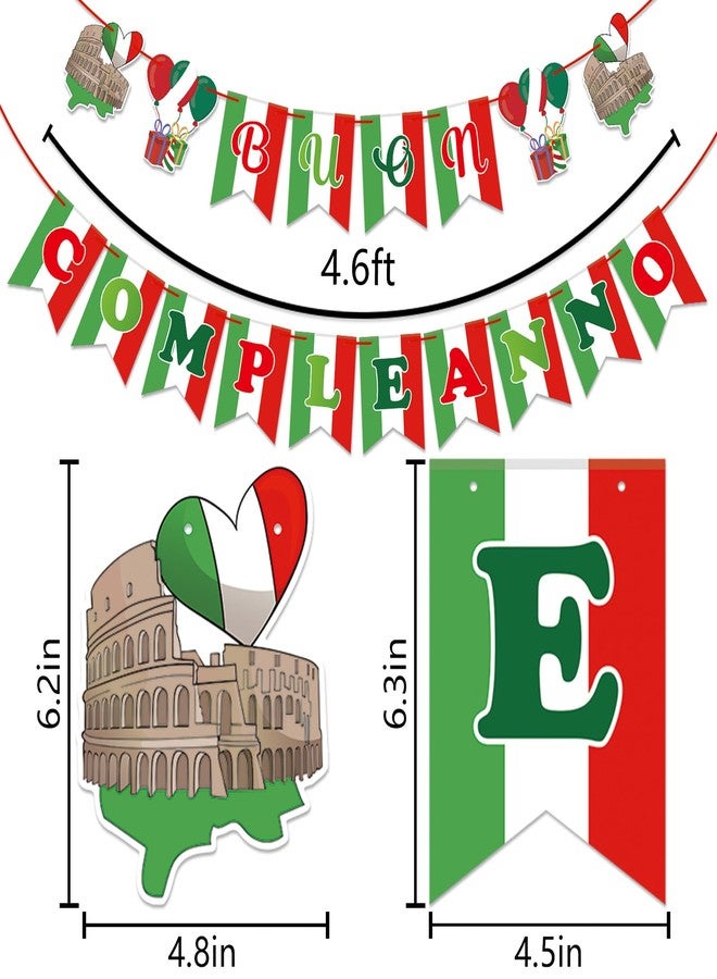FOZEE Buon Compleanno Banner, Italian Birthday Party Decor, Italian Decor, Italian Themed Party Decorations, Italian Party Decorations, PRE-STRUNG, Red, White, Green, BBC19624 - Image 2