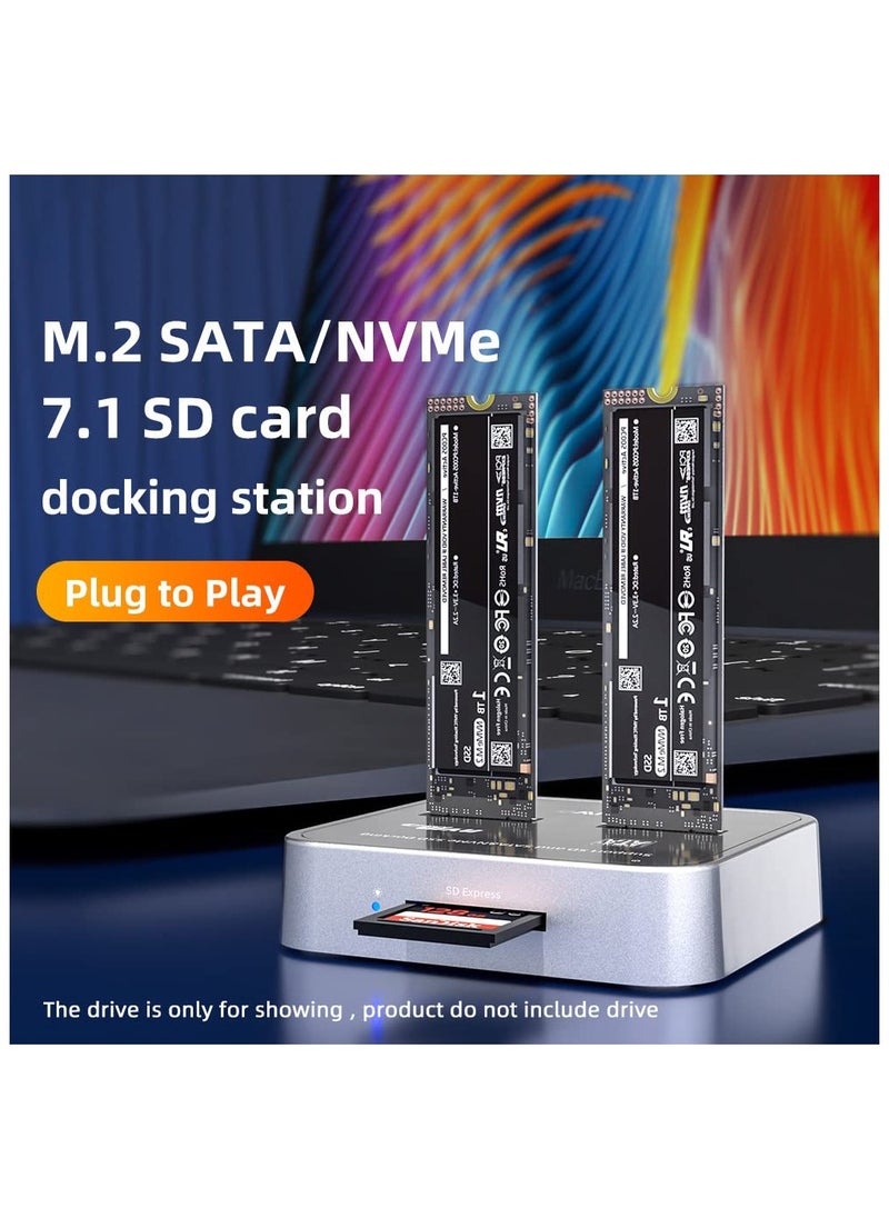 SYOSI محطة إرساء SSD 3 قنوات K3016SD NVMe SATA، قارئ SSD M.2 بسرعة 10 جيجابت في الثانية، غلاف متوافق مع SD Express/M.2 NVMe SATA SSD. (لا يدعم النسخ)  - Image 3