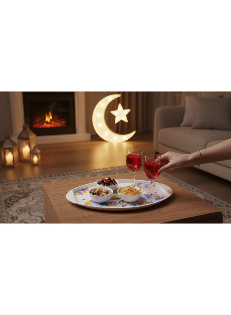 صينية تقديم بيضاوية للأطفال طبعة "رمضان مبارك" ورسم مسجد - تصميم كرتوني ملون للمكسرات والحلوى - Image 5