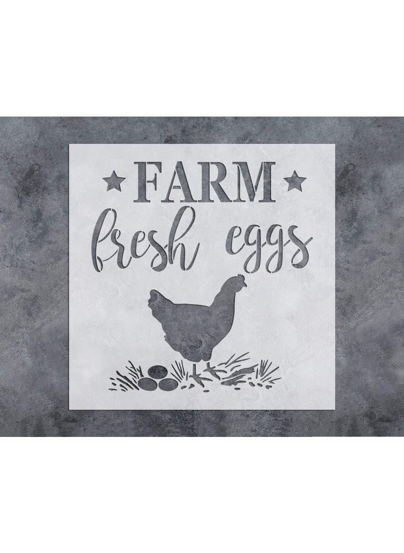 G GSS Designs GSS Designs Farm Fresh Eggs Stencil 12x12 Inch Farm Chicken Sign for Kitchen Wood Wall Home Decor Country Rustic SL090 