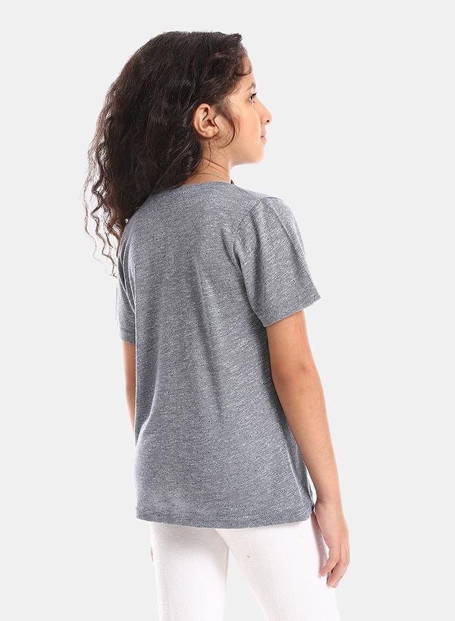 kady Round Neck Slip On Boys Cotton Tee - Heather Charcoal - Image 3