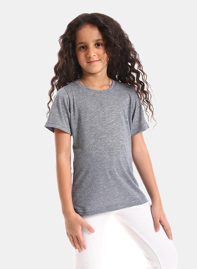 kady Round Neck Slip On Boys Cotton Tee - Heather Charcoal - Image 1