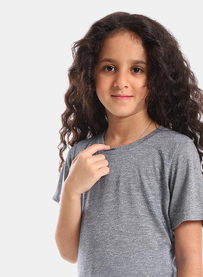 kady Round Neck Slip On Boys Cotton Tee - Heather Charcoal - Image 4
