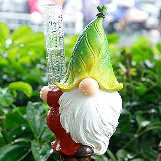FORUP FORUP Resin Gnome Rain Gauges, Resin Garden Gnome Statue with a Plastic Rain Gauge, Hand Painted Gnome Sculpture Water  - Image 1