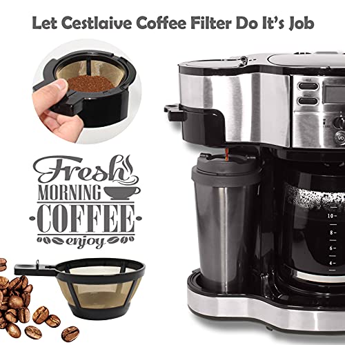 Cestlaive Gold Reusable Single Serve Brew Replacement Coffee Basket Grounds Filter, Compatible with Hamilton 2-Way Brewer Coffee Maker Models 49980A, 49980Z, 47650, 49933 Accessories Part, 2-Pack - Image 3