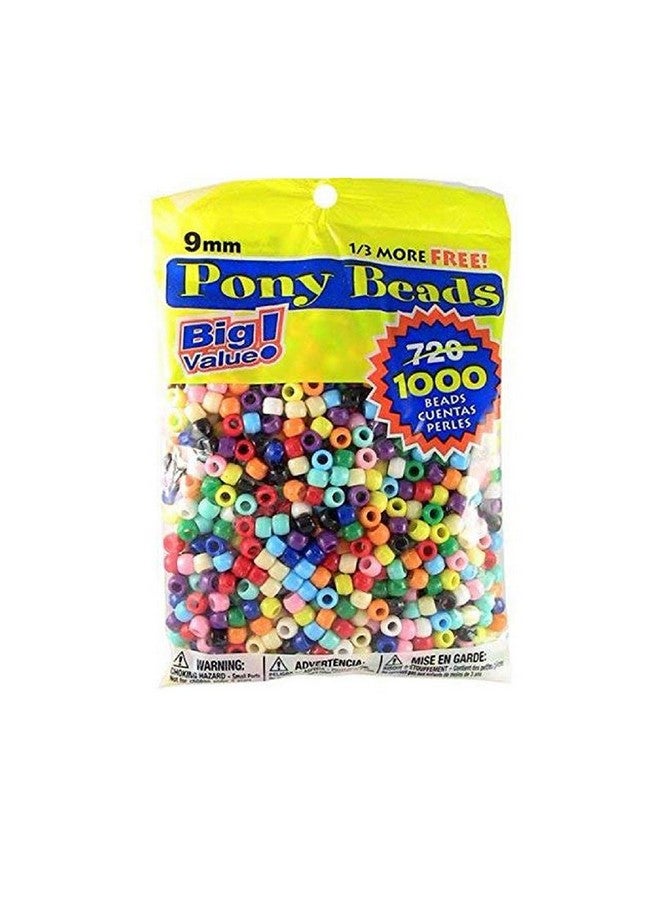Darice Big Value Plastic, 9Mm, 1000 Piece Opaque Color, Pony Beads, Multicolor (06121-2-021)
