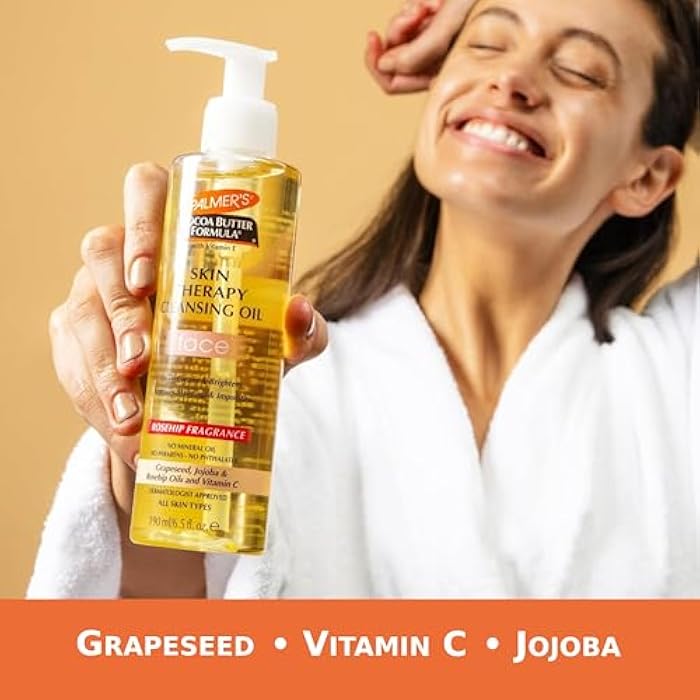 Palmer's Cocoa Butter Formula Skin Therapy Cleansing Oil, Gentle Makeup Remover with Rosehip Oil and Vitamin C, 6.5 Ounce - Image 2