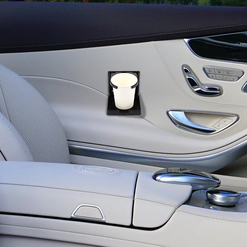 Foldable Car Cup Holder 2 Pack Black Vehicle Drink Organizer Ashtray for Cars Trucks - Image 5