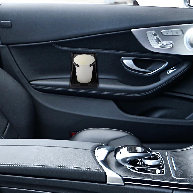 Foldable Car Cup Holder 2 Pack Black Vehicle Drink Organizer Ashtray for Cars Trucks - Image 4