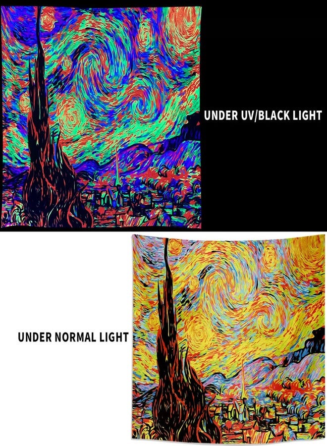 PSYHILAR Van Gogh UV Tapestry Blacklight for Bedroom, Starry Night Backdrop Black Light Posters for Adults and Teens (40 x 30 Inches) - Image 5