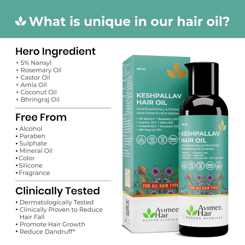 AVIMEE HERBAL زيت شعر أفيمي هيربال كيشبالاف للرجال والنساء يعزز نمو الشعر يقلل تساقط الشعر مع زيت إكليل الجبل وزيت الخروع وزيت الأملا وزيت جينكراش خالي من الزيوت المعدنية عبوة من 3 - Image 3