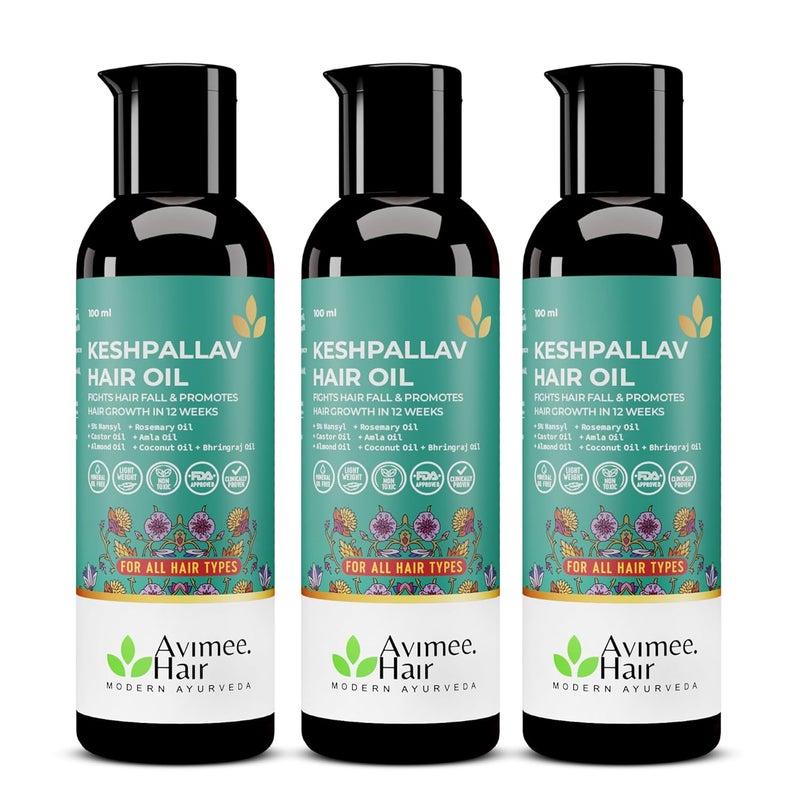 AVIMEE HERBAL زيت شعر أفيمي هيربال كيشبالاف للرجال والنساء يعزز نمو الشعر يقلل تساقط الشعر مع زيت إكليل الجبل وزيت الخروع وزيت الأملا وزيت جينكراش خالي من الزيوت المعدنية عبوة من 3 - Image 1